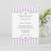 Lavender Lila Gray Nautical Wedding Einladung (Stehend Vorderseite)