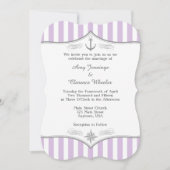 Lavender Lila Gray Nautical Wedding Einladung (Vorderseite)