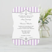 Lavender Lila Gray Nautical Wedding Einladung (Stehend Vorderseite)