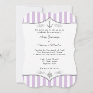 Lavender Lila Gray Nautical Wedding Einladung