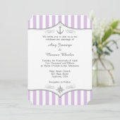 Lavender Lila Gray Nautical Wedding Einladung (Stehend Vorderseite)