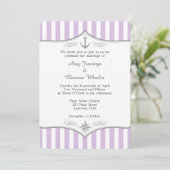 Lavender Lila Gray Nautical Wedding Einladung (Stehend Vorderseite)