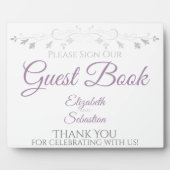Lavender Lila & Gray Sign Our Guest Book Wedding Fotoplatte (Vorderseite)