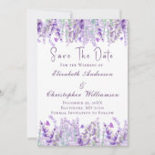 Lavender Lila grüne Wasserfarbe Elegante Save The Date (Vorderseite)