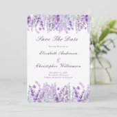 Lavender Lila grüne Wasserfarbe Elegante Save The Date (Stehend Vorderseite)