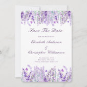Lavender Lila grüne Wasserfarbe Elegante Save The Date (Vorderseite)