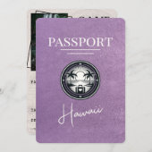 Lavender Lila Hawaii Passport Save the Date (Vorne/Hinten)