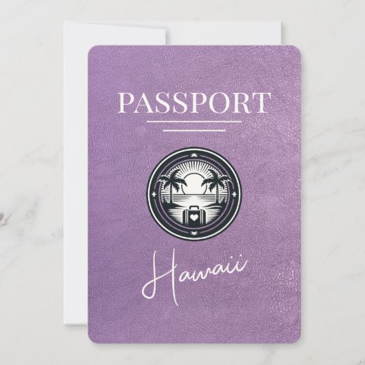 Lavender Lila Hawaii Passport Save the Date (Vorderseite)