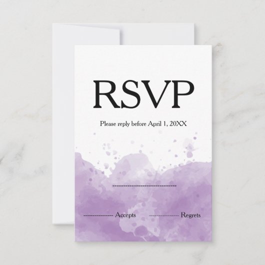 Lavender Lila Hochzeitsdesign in Aquarell RSVP Karte (Vorderseite)