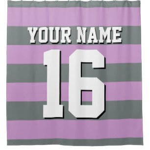 Lavender Lila Holzkohlesport Jersey Streifen Duschvorhang