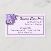 Lavender Lila Hydrangea Business Card Visitenkarte (Vorderseite)