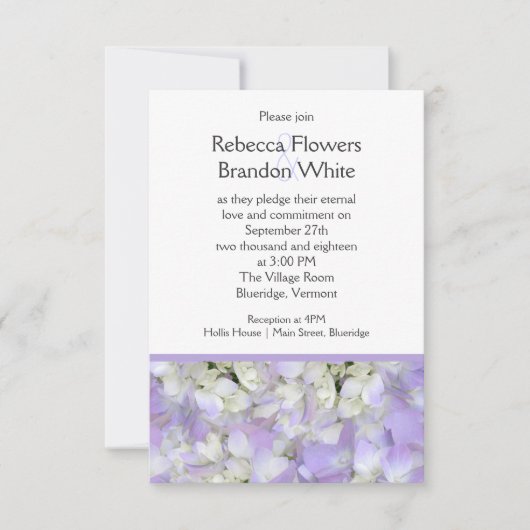 Lavender Lila Hydrangea Kleine Hochzeitseinladung Einladung (Vorderseite)