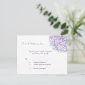 Lavender Lila Hydrangea Wedding RSVP Karte (Stehend Vorderseite)