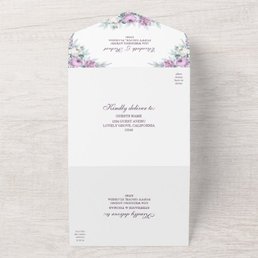 Lavender Lila in einer Hochzeitsfeier All In One Einladung (Außenbereich)