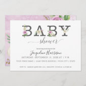 Lavender Lila in White Florals | Girl Baby Shower Einladung (Vorne/Hinten)