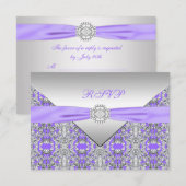 Lavender Lila Lace Diamond Wedding RSVP Karte (Vorne/Hinten)