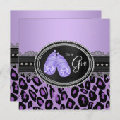 Lavender Lila Leopard Baby Girl Dusche Einladung (Vorne/Hinten)