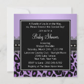 Lavender Lila Leopard Baby Girl Dusche Einladung (Rückseite)