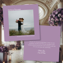 Lavender Lila Liebe Dank Foto & Note Wedding
