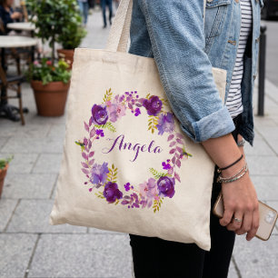 Lavender Lila Lilac Floral Wreath Bridesmaid Tragetasche