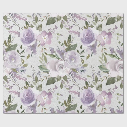 Lavender Lila Lilac Wasserfarben Blume Geschenkpapier (Flach)