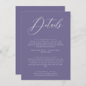 Lavender Lila Lilac Wedding Details Card Begleitkarte (Vorne/Hinten)