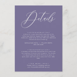 Lavender Lila Lilac Wedding Details Card Begleitkarte