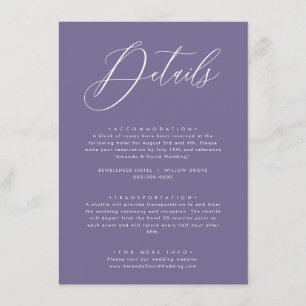 Lavender Lila Lilac Wedding Details Card Begleitkarte