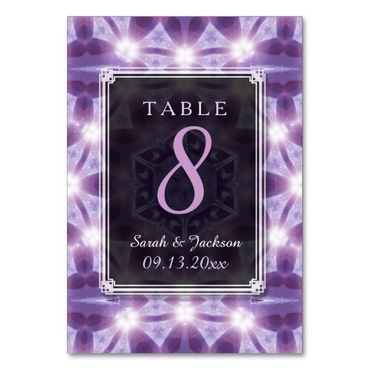 Lavender Lila Magic Wedding Tischnummer Card (Rückseite)