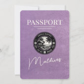 Lavender Lila Maldives Passport Hochzeit Einladung (Rückseite)