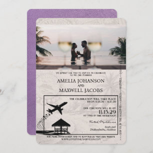 Lavender Lila Maldives Passport Hochzeit Einladung