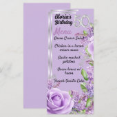 Lavender lila Meilenstein 50. Geburtstagskarte Menükarte (Vorne/Hinten)