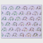 Lavender Lila Mint Elephants Aquamarin Lavender Geschenkpapier (Flach)