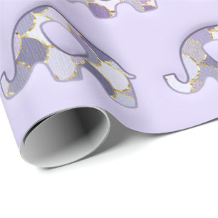 Lavender Lila Mint Elephants Aquamarin Lavender Geschenkpapier