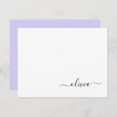 Lavender Lila Modern Script Girly Monogram Dankeskarte (Vorne/Hinten)