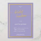 Lavender Lila Modernes Minimal Folieneinladung (Vorderseite)