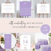Lavender Lila Mongram Wedding Menü Menükarte