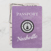 Lavender Lila Nashville Passport Save the Date (Vorne/Hinten)