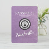Lavender Lila Nashville Passport Save the Date (Stehend Vorderseite)