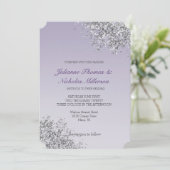 Lavender Lila Ombre Silver Glitzer Sparkle Einladung (Stehend Vorderseite)