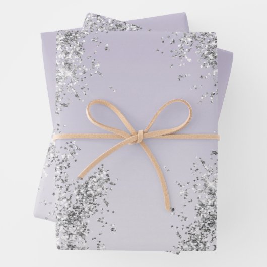 Lavender Lila Ombre Silver Glitzer Sparkle Geschenkpapier Set (Beispiel)