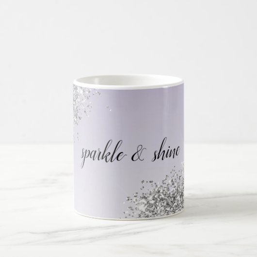 Lavender Lila Ombre Silver Glitzer Sparkle Kaffeetasse (Mittel)