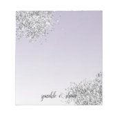 Lavender Lila Ombre Silver Glitzer Sparkle Notizblock (Vorderseite)