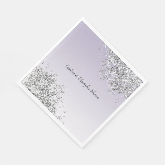 Lavender Lila Ombre Silver Glitzer Sparkle Serviette (Ecke)