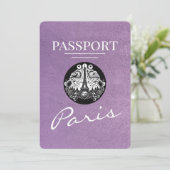 Lavender Lila Paris Passport Save the Date (Stehend Vorderseite)