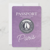 Lavender Lila Paris Passport Wedding Einladung (Rückseite)