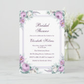 Lavender Lila Peonies Bridal Dusche Einladung (Stehend Vorderseite)