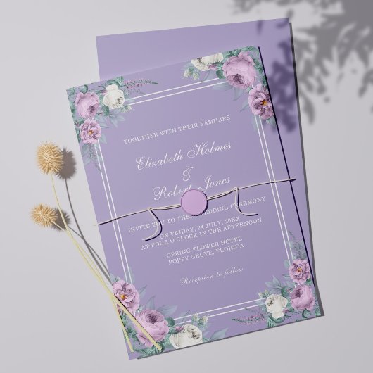 Lavender Lila Peonies Hochzeitseinladung Einladung