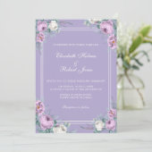 Lavender Lila Peonies Hochzeitseinladung Einladung (Stehend Vorderseite)