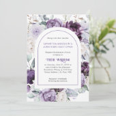 Lavender Lila Peonies Oval Border Wedding | Invi Einladung (Stehend Vorderseite)